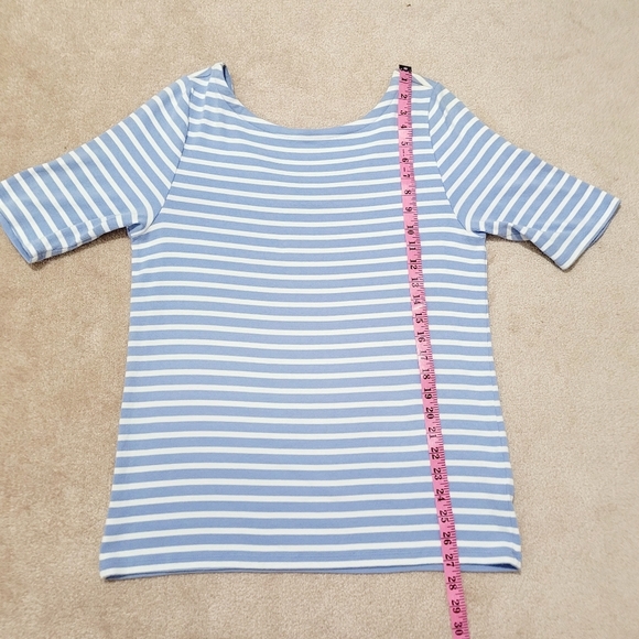 GAP The Modern Tee blue Striped Scoop Back Pima Cotton Blend Woman's Size XL Top - Picture 7 of 9